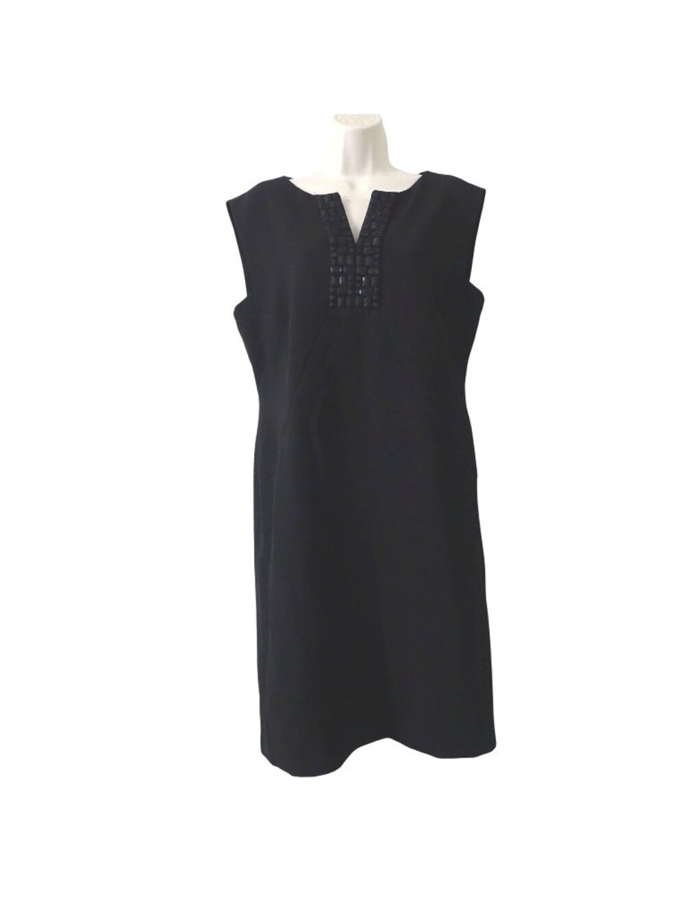 Tahari Arthur S Levine Sleeveless Black Sheath Dress Women Size 10 Beaded Office